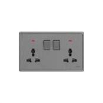 2 Công tắc 10A-250V+2 ổ cắm đa năng MPE S7MS2-GY S7MS2-GY