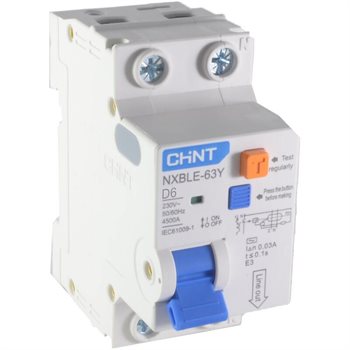 RCBO CHINT NXBLE-63Y 1P+N 0.03A 4.5kA NXBLE-63Y 1P+N D6