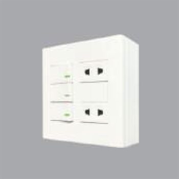 Bộ 3 công tắc, 2 ổ cắm đôi, 1 cầu chì đế nổi MPE A60B22U3N1F A60B22U3N1F