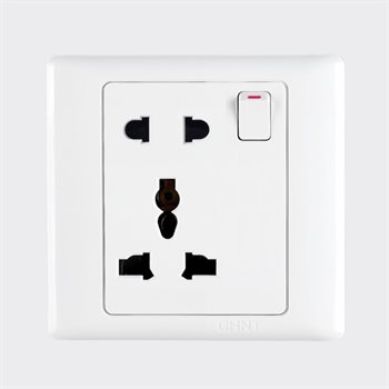 Bộ ổ cắm 2 chấu, ổ cắm đa năng kèm công tắc CHINT NEW7-G42360 White 13A 250V NEW7-G42360