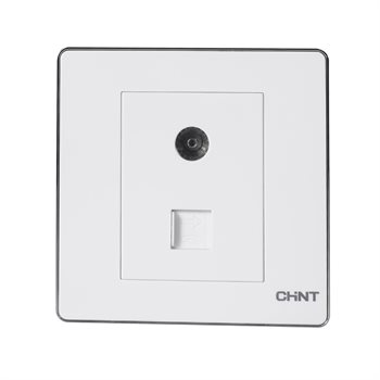 Bộ Ổ cắm Tivi và điện thoại CHINT NEW6-D20700 White NEW6-D20700