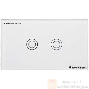 Công tắc đôi Kawasan cảm ứng chạm - điều khiển remote kính cường lực màu trắng KW-CT2W