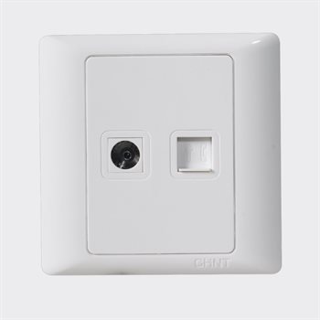 Bộ ổ cắm Tivi, ổ cắm điện thoại lõi CHINT NEW7-G20700A White NEW7-G20700A