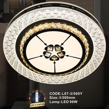 Đèn mâm pha lê Slister Ø500mm - LED 96W - 3 CĐ L07-3/500Y