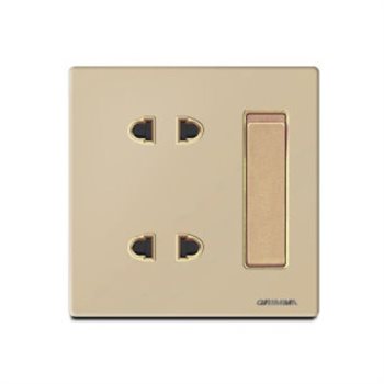 Bộ ổ cắm đôi 2 chấu và và công tắc đơn 2 chiều GRIMMA G60GK12SK2 G60GK12SK2