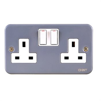 Bộ 2 ổ cắm điện 3 chân có công tắc CHINT NEW7-G41910/MC 13A 250V NEW7-G41910/MC