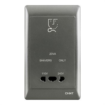 Bộ ổ cắm dao cạo râu CHINT NEW7-300/PS Gray Black 110V/240V (size 2) NEW7-300/PS