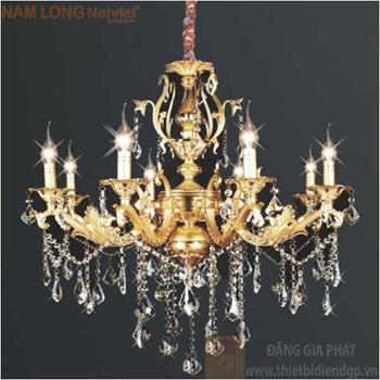 Đèn chùm nến kiểu sang trọng Ø750*H800+400, E14*8 Lamp, 45 Hạt lớn, 32 Hạt nhỏ NC 218/8