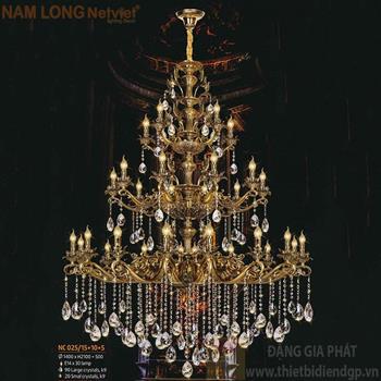 Đèn chùm Atimon cao cấp Ø1400*H2100+500, E14*30 lamp, 90 large crystals k9, 20 small crystals k9 NC 025/15+10+5