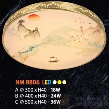 Đèn mâm tròn mica led 24W, Ø400 x H40, 3 màu ánh sáng NM 8806 B LED