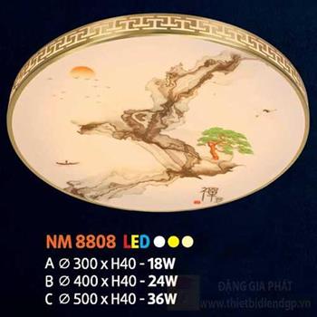 Đèn mâm tròn mica led 24W, Ø400 x H40, 3 màu ánh sáng NM 8808 B LED