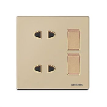 Bộ ổ cắm đôi 2 chấu và và công tắc đôi 1 chiều GRIMMA G60GK21SK2 G60GK21SK2