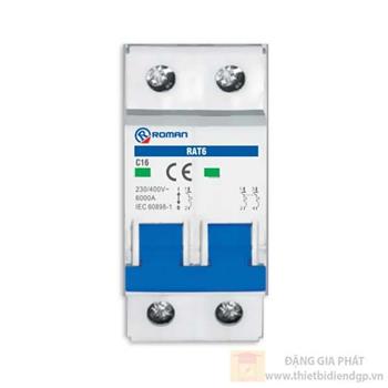 Aptomat tép T6 2 cực dòng cắt 6kA-2P RAT6○●○