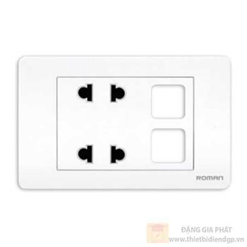 Ổ cắm đôi 2 chấu + 2 lỗ RQ322