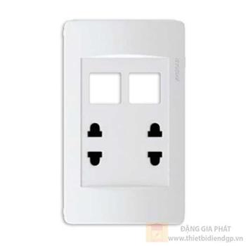 Ổ cắm đôi 2 chấu + 2 lỗ RV822