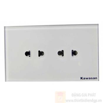 Ổ cắm đôi Kawasan mặt kính cường lực SC02