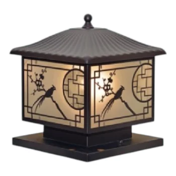 Đèn trụ cổng sắt + kiếng hufa TSV-712 Mái: Ø300 - Đế: Ø275*H330 - E27*1 TSV-712