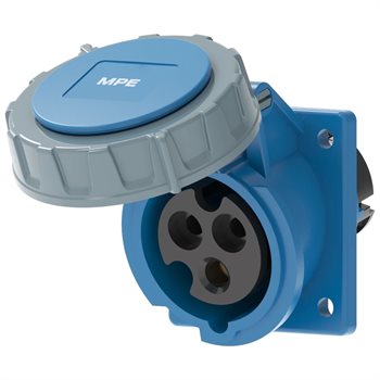 Ổ cắm công nghiệp 2P+E MPE (cố định bắt trên bảng điện xéo) series MPN2 IP67 MPN2-4132