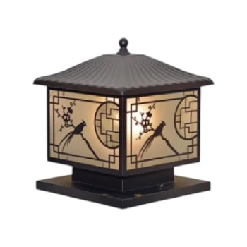 Đèn trụ cổng sắt + kiếng hufa TSV-711 Mái: Ø250 - Đế: Ø245*H300 - E27*1 TSV-711