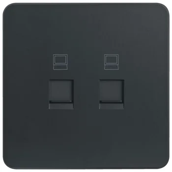 Ổ cắm mạng đôi RJ45 Cat 5e màu đen WGDT2RJ5KB