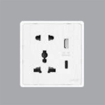 Bộ Ổ căm đa năng, ổ cắm đơn 2 chấu và 2 ổ USB MPE S7MS/USB-W S7MS/USB-W