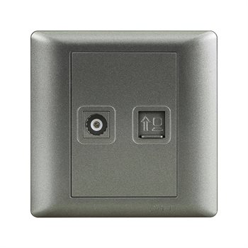 Bộ ổ cắm Tivi, ổ cắm mạng Cat 5e 8 lõi CHINT NEW7-G21201A Gray Black NEW7-G21201A