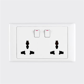 Bộ ổ cắm đôi đa năng kèm công tắc CHINT NEW7-G41920 White 13A 250V NEW7-G41920