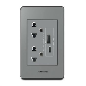 Bộ ổ cắm đôi 3 chấu + USB Type C Grimma G7ACXSK3USB20 G7ACXSK3USB20