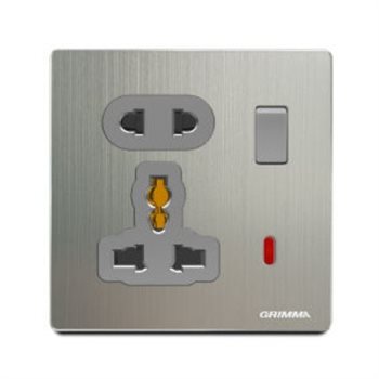 Bộ ổ cắm 2 chấu và ổ cắm 3 chấu Grimma G52KSK23 có đèn báo G52KSK23