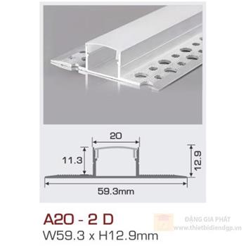 Thanh nhôm led âm viền 1.5m A20 - 2 D A20 - 2 D