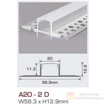 Thanh nhôm led âm viền A20-2D A20-2D