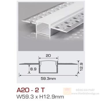Thanh nhôm led âm viền 1.5m A20 - 2 T A20 - 2 T