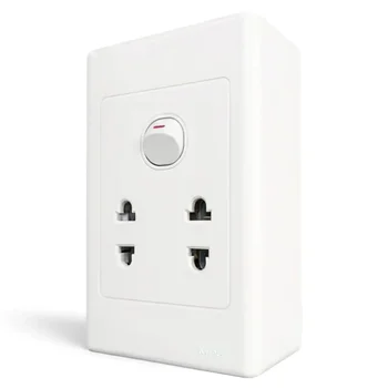 Bộ công tắc ổ cắm đơn MPE 1CT 2OC 2 chấu và đế nổi A20B12U1N A20B12U1N