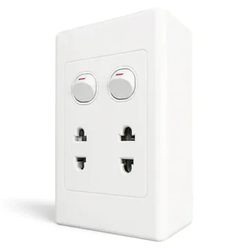 Bộ công tắc ổ cắm đơn MPE 2CT 2OC 2 chấu và đế nổi A20B12U2N A20B12U2N