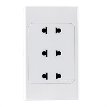 Ổ Cắm 3, 2 chấu đế liền 16A A20US3N