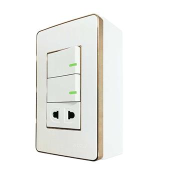 Bộ công tắc ổ cắm đơn MPE viền vàng vặn vít A60B11U2GV A60B11U2GV