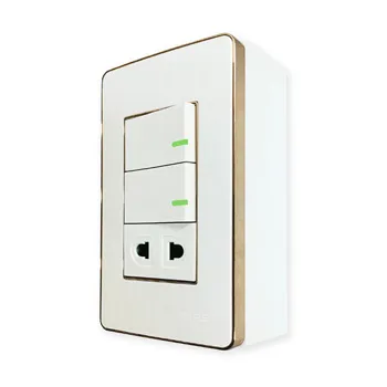 Bộ công tắc ổ cắm đơn MPE viền vàng vặn vít A60B11U2GV A60B11U2GV