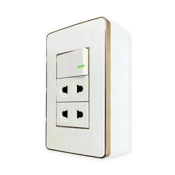 Bộ công tắc ổ cắm đơn viền vàng MPE đế nổi vặn vít A60B12U1GV A60B12U1GV