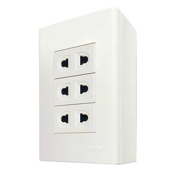 Bộ ổ cắm đơn 3 ổ cắm đế nổi MPE vặn vít A60B13UV A60B13UV