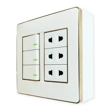 Bộ công tắc ổ cắm đôi viền vàng MPE đế nổi vặn vít A60B23U3GV A60B23U3GV