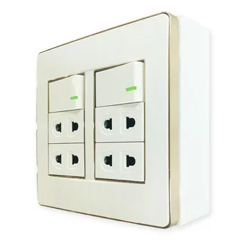 Bộ công tắc ổ cắm đôi viền vàng MPE đế nổi vặn vít A60B24U2GV A60B24U2GV