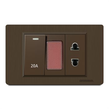 Bộ công tắc 20A và ổ cắm 2 chấu có đèn báo Grimma G8CK20AILSK2 G8CK20AILSK2