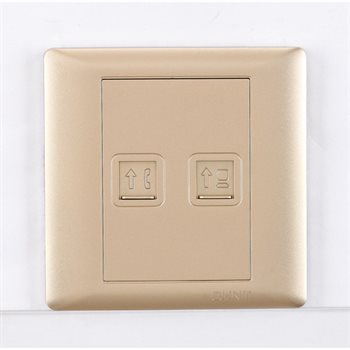 Bộ ổ cắm điện thoại 4 lõi, ổ cắm mạng Cat 6 8 lõi CHINT NEW7-G20912A Champagne NEW7-G20912A