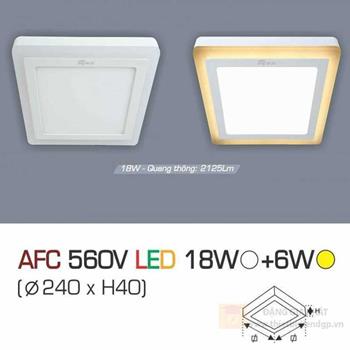 Đèn ốp trần cao cấp Anfaco 18W Ánh Sáng Trắng + 6W Ánh sáng vàng Vuông AFC 560V LED 18W+6W