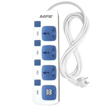 Ổ cắm di động 2 ổ cắm đơn đa năng + 2 ổ cắm sạc USB AM3S-2USB