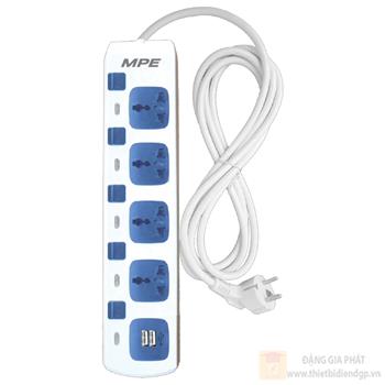 Ổ cắm di động 3 ổ cắm đơn đa năng + 2 ổ cắm sạc USB AM4S-2USB