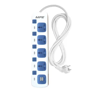 Ổ cắm di động MPE AM4S-2USB 4 lỗ cắm đa năng 2 lỗ cắm USB dài 3m AM4S-2USB