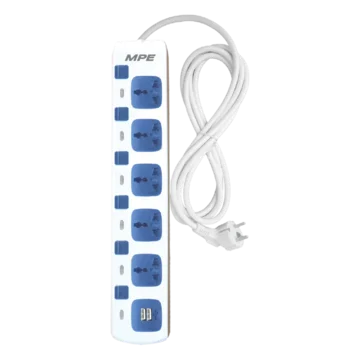 Ổ cắm di động 5 ổ cắm đơn đa năng + 2 ổ cắm sạc USB AM5S-2USB