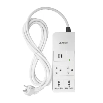 Ổ cắm di động MPE AM6S4 2 lỗ 3 chấu 2 lỗ đa năng USB Type A & C kèm công tắc dài 3m AM6S4