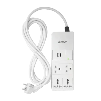 Ổ cắm di động MPE AM6S4 2 lỗ 3 chấu, 2 lỗ đa năng, USB Type A & C kèm công tắc dài 3m AM6S4